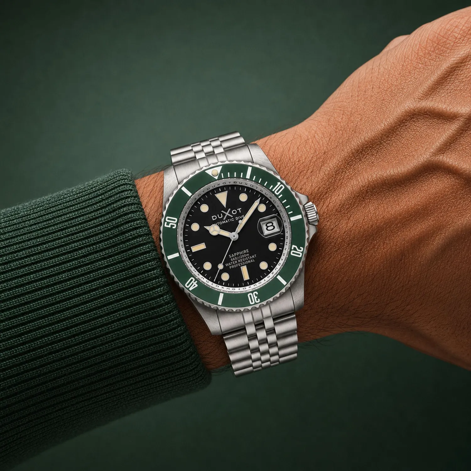 Duxot Atlantica Diver Automatic klokke Soot Black 20 ATM safirglass