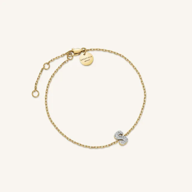 Rosefield Crystal Letter S armbånd gull 16,5–19,5 cm