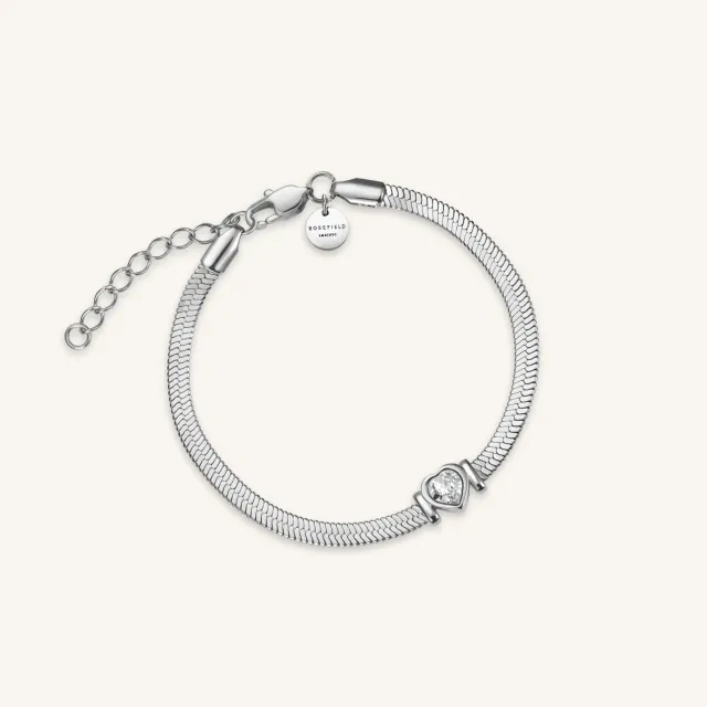 Rosefield Essentials Snake Heart Bracelet Silver armbånd sølv