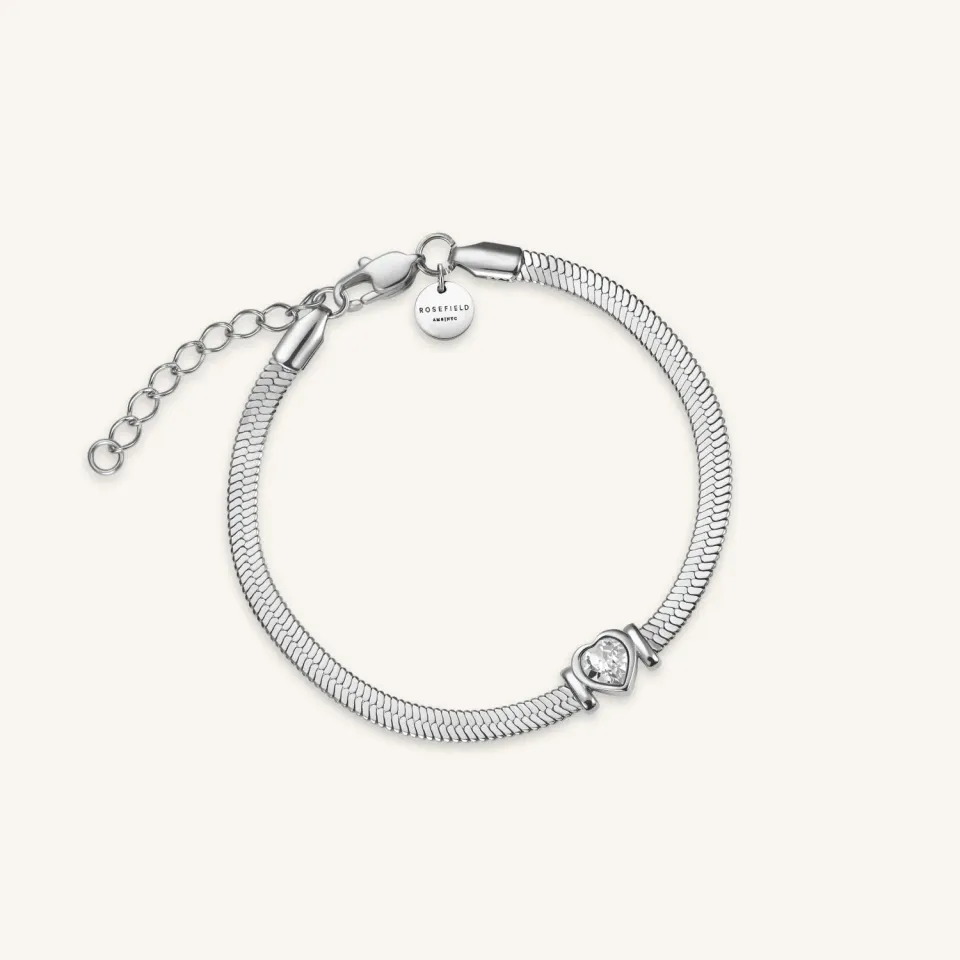 Rosefield Essentials Snake Heart Bracelet Silver armbånd sølv