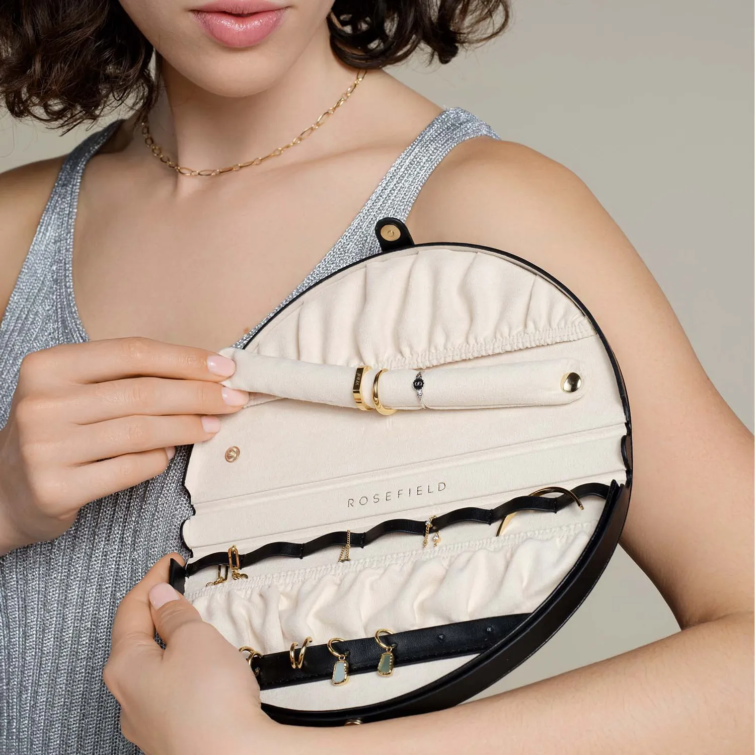 Rosefield Half-Moon Jewelry Pouch smykkepung kunstskinn