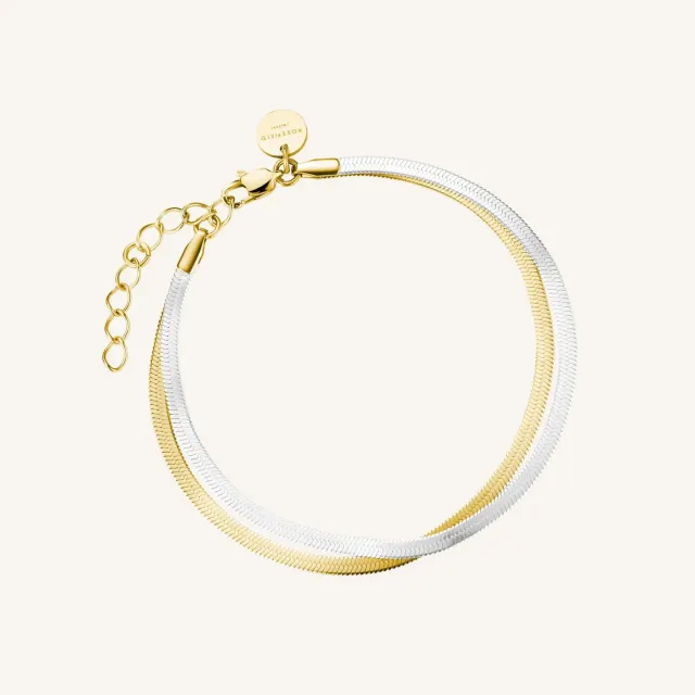 Rosefield Essentials Duo Snake armbånd gull og sølv 16,5–19,5 cm
