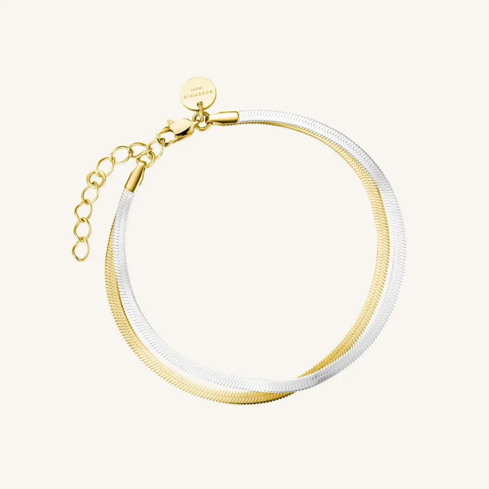 Rosefield Essentials Duo Snake armbånd gull og sølv 16,5–19,5 cm