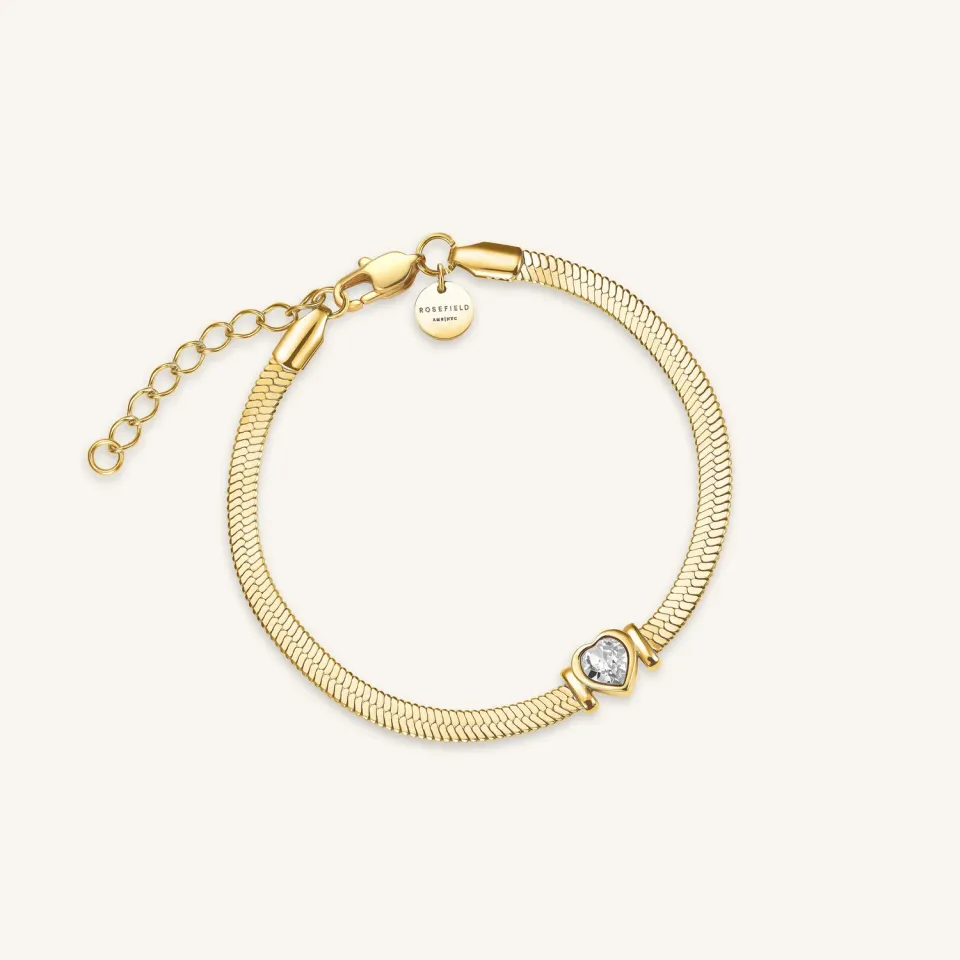 Rosefield Snake Heart Bracelet armbånd gull 16–19,5 cm