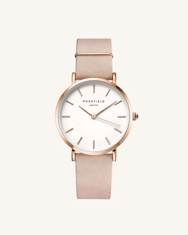 Rosefield West Village Soft Pink klokke 33 mm – nubuck