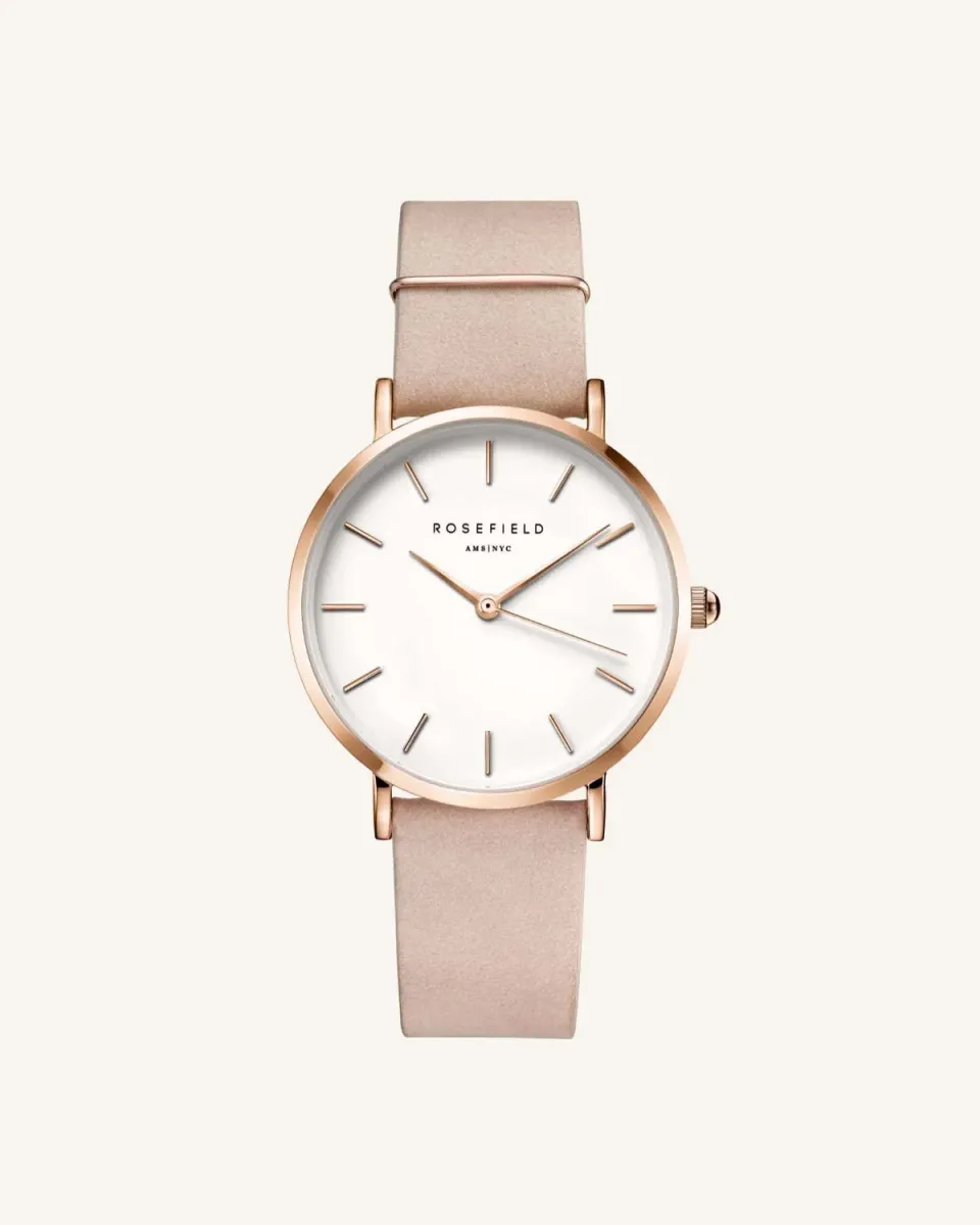 Rosefield West Village Soft Pink klokke 33 mm – nubuck