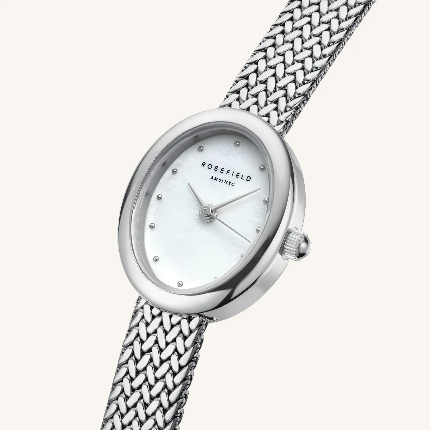 Rosefield Minis Mini Oval Silver klokke sølv 18 × 22 mm