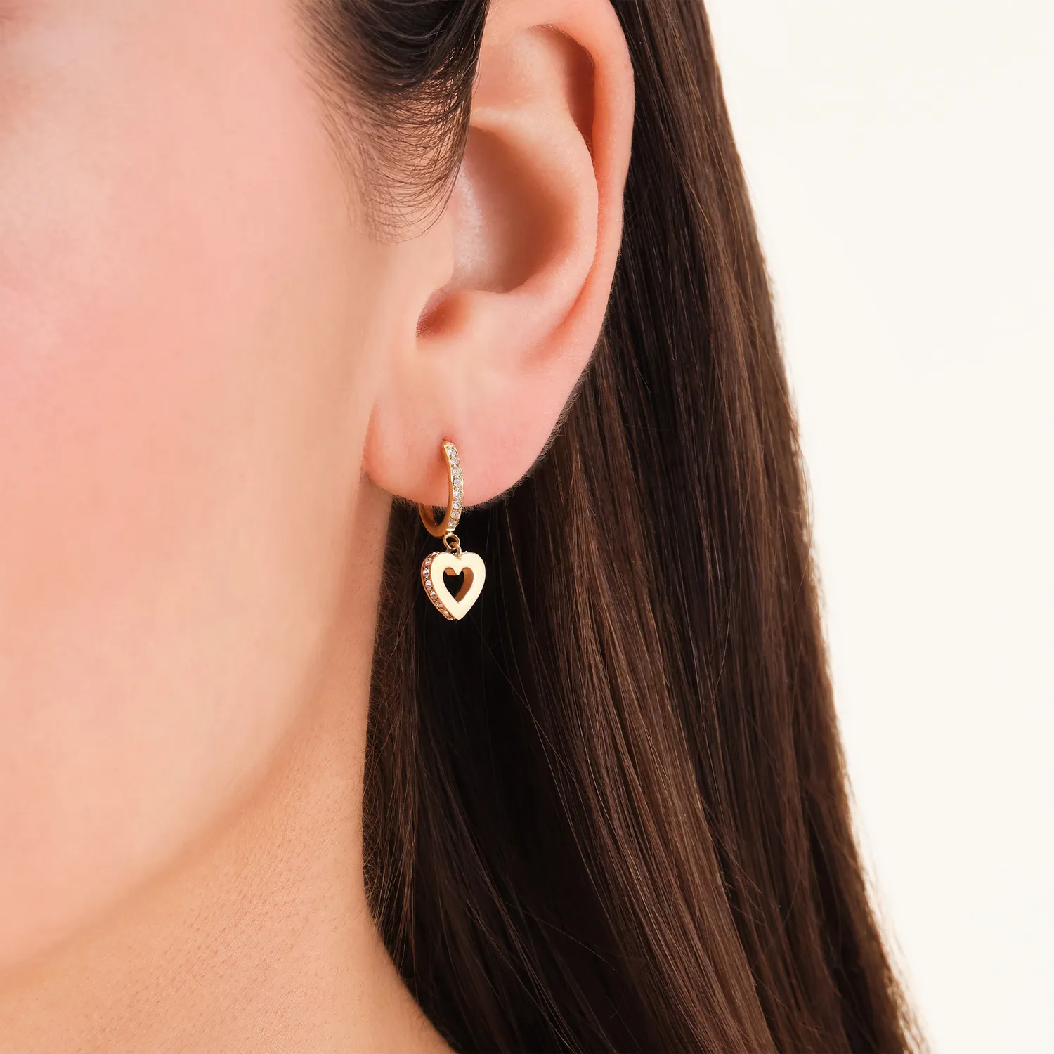 Rosefield Hollow Heart Hoops øredobber gull