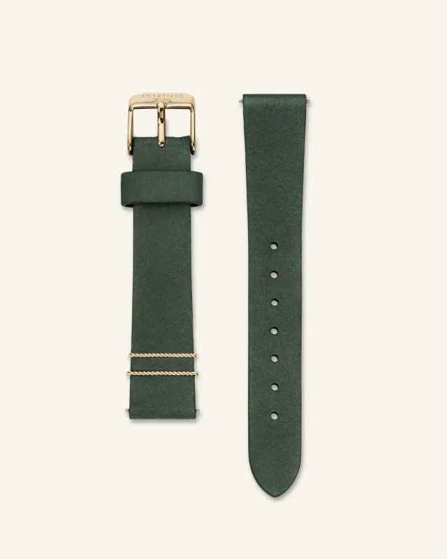 Rosefield Forest Green reim 33 mm grønt skinn, gullspenne