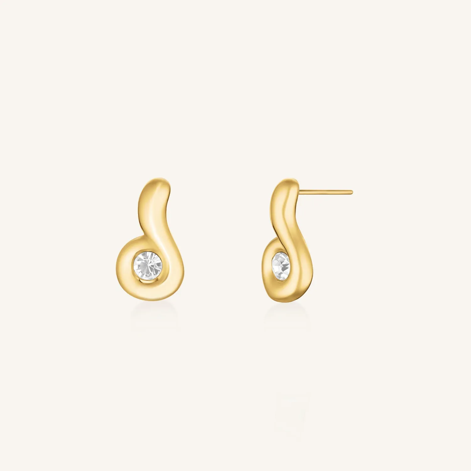 Rosefield Wave Convertible Studs øredobber gull 2-i-1