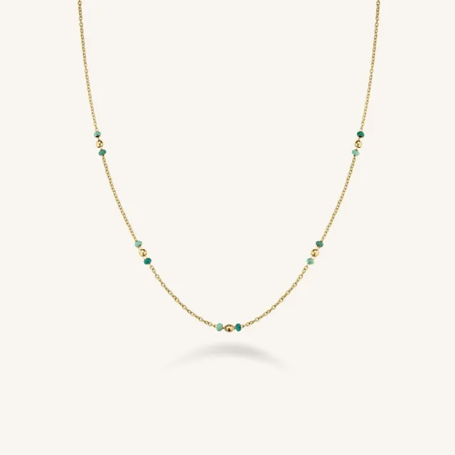 Rosefield Emerald Dotted halskjede 45 cm – grønn emalje