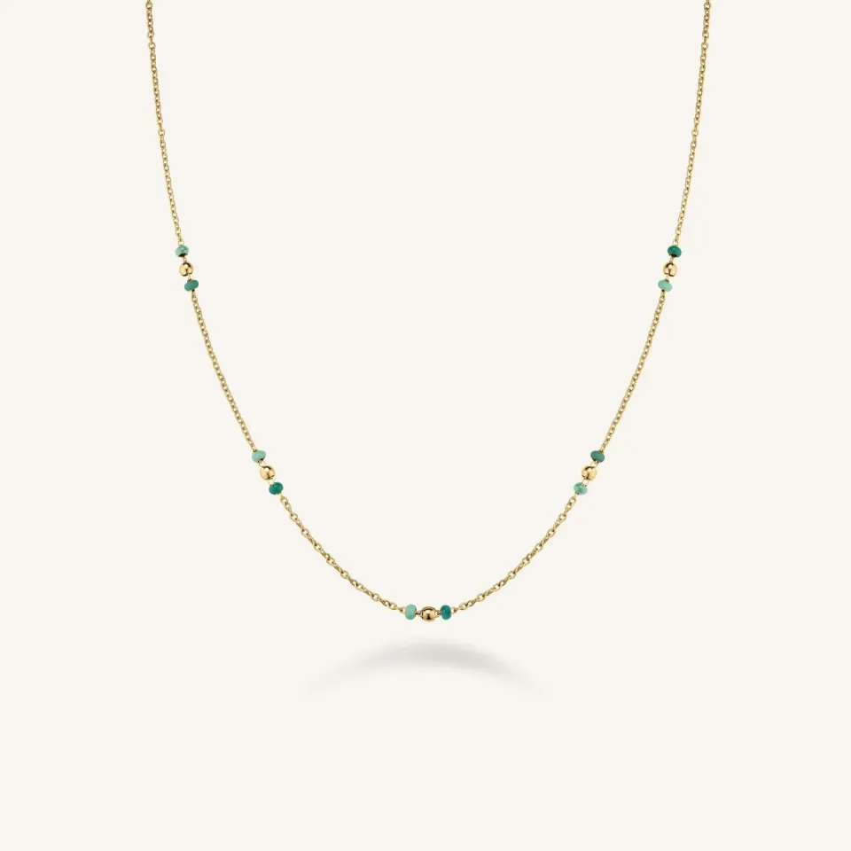 Rosefield Emerald Dotted halskjede 45 cm – grønn emalje