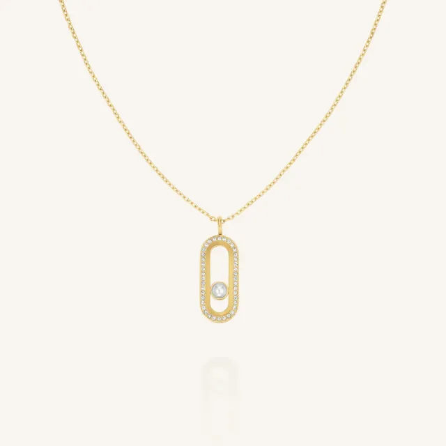Rosefield Pearl Crystals Necklace halskjede gullbelagt 45–49 cm