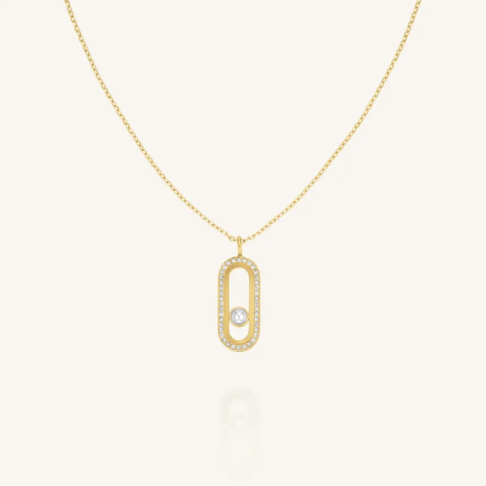Rosefield Pearl Crystals Necklace halskjede gullbelagt 45–49 cm