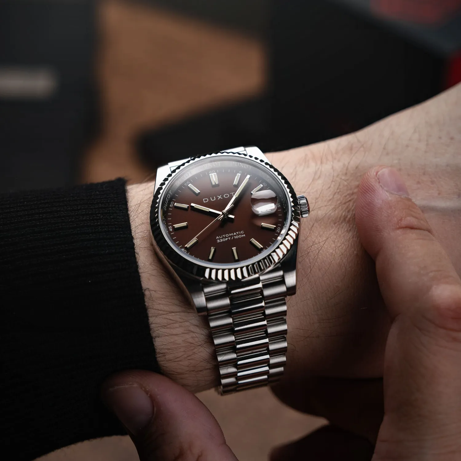 Duxot Marcel Coffee Brown automatklokke brun