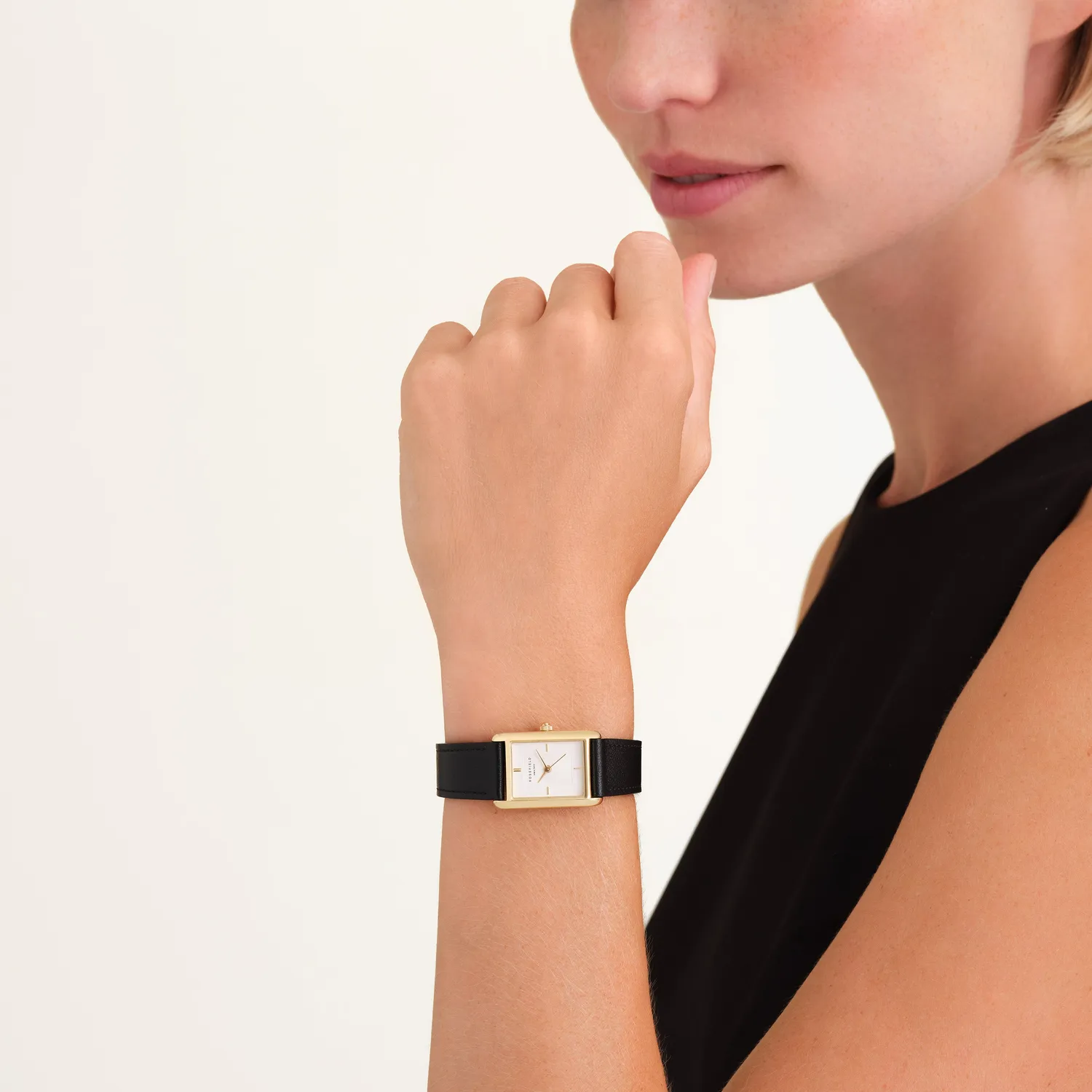 Rosefield Heirloom Black Leather klokke sort skinnrem