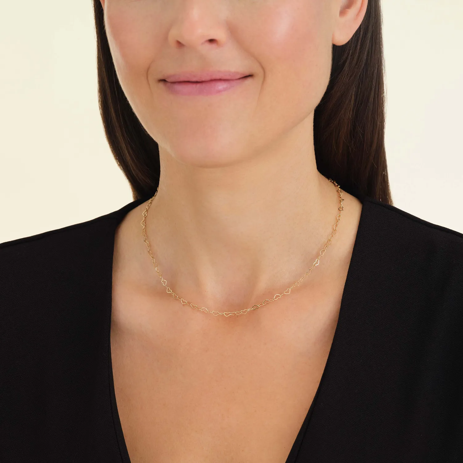 Rosefield Heart Chain Necklace halskjede gullbelagt stål 50–54 cm
