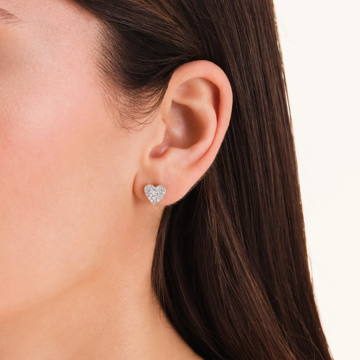 Rosefield Pavé Heart Studs øredobber gull 0,87 cm