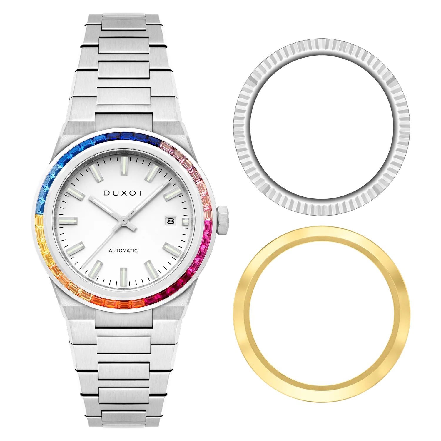 Duxot Alicante Alabaster Rainbow klokke med utskiftbar bezel