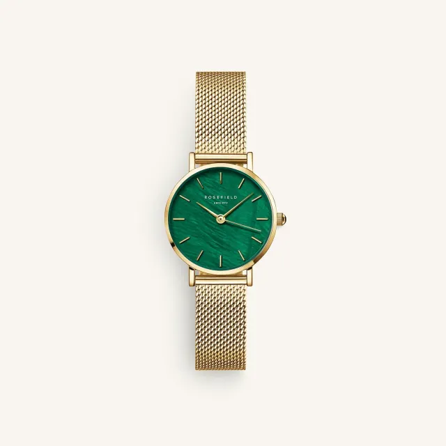 Rosefield Small Edit Emerald Mesh klokke 26 mm gull
