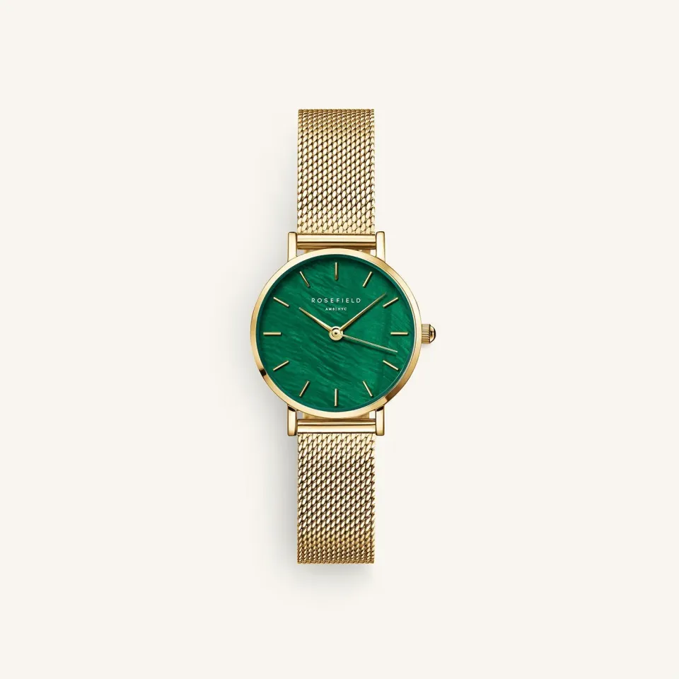 Rosefield Small Edit Emerald Mesh klokke 26 mm gull