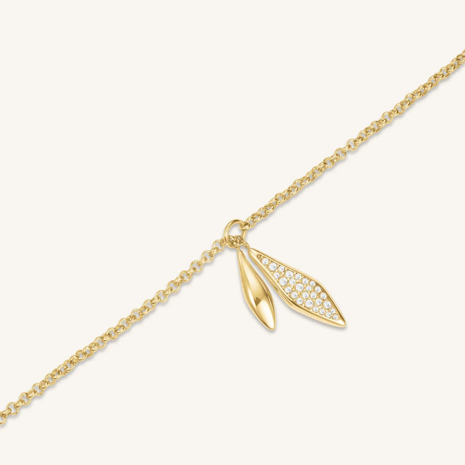 Rosefield Pave Lariat Necklace halskjede 65 cm gull og sølv