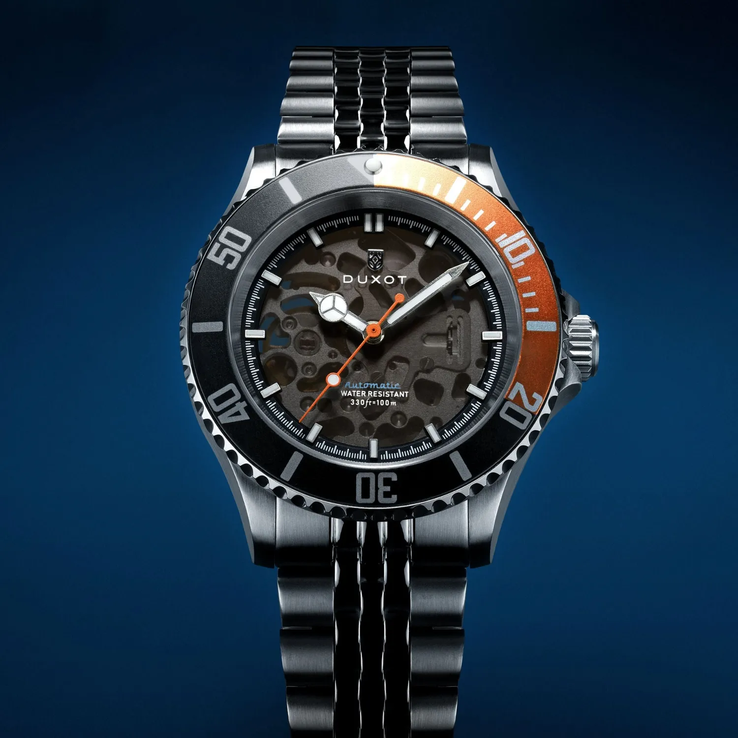 Duxot Atlantica Skeleton Diver Automatic dykkerklokke Orange Black 100 m