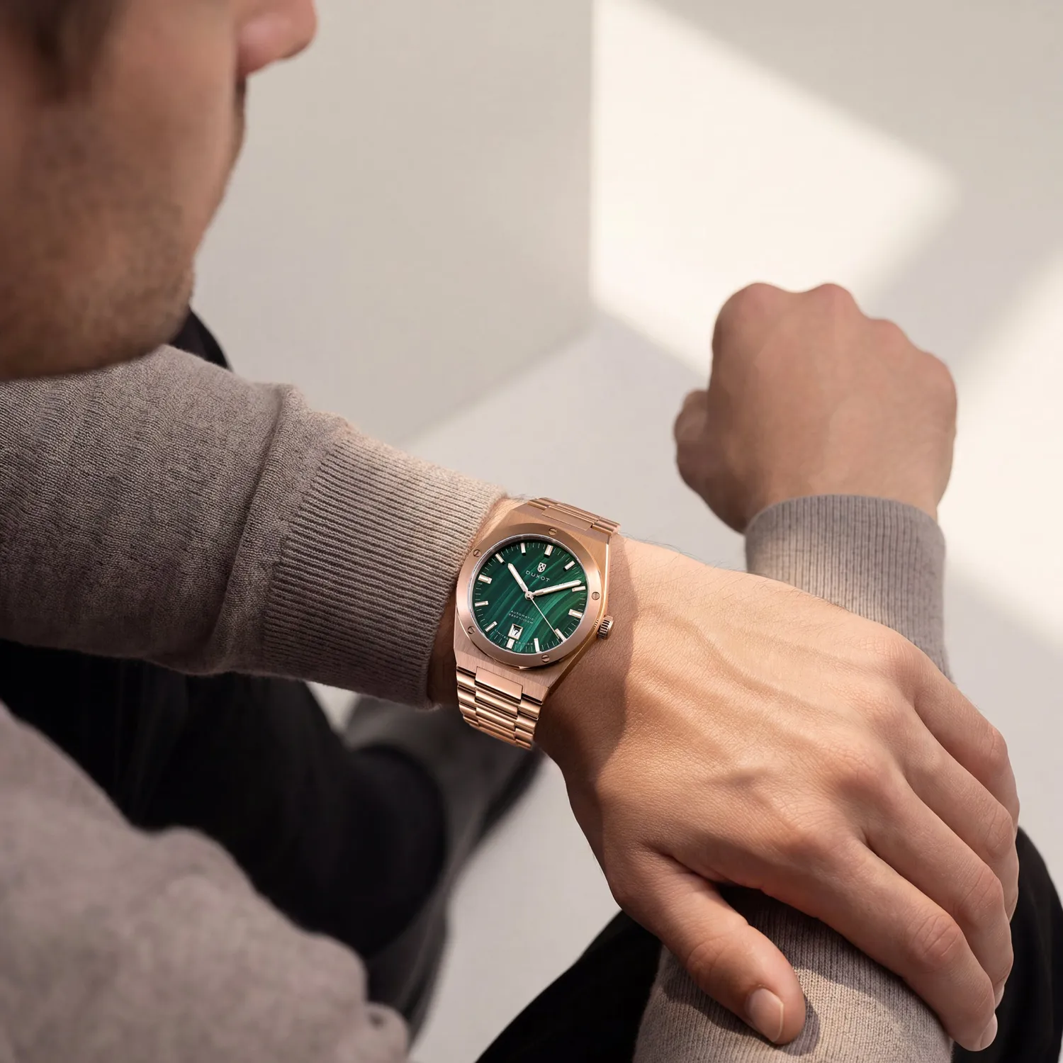 Duxot Bastia Malachite automatisk klokke naturstein
