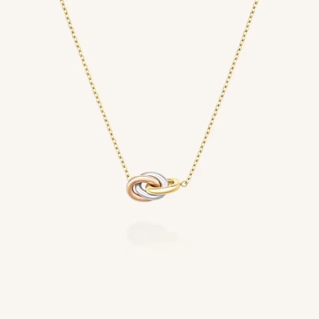 Rosefield Essentials 3 Rings Necklace halskjede, gull, justerbart