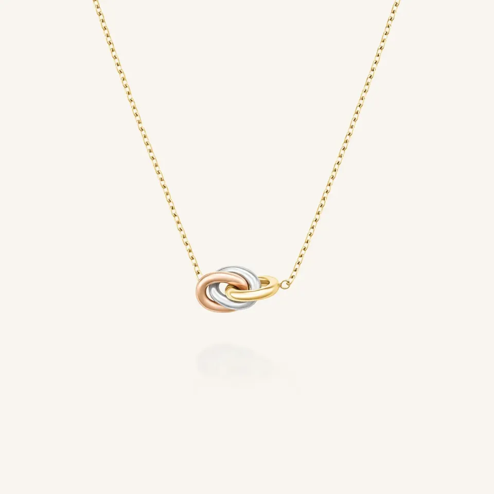 Rosefield Essentials 3 Rings Necklace halskjede, gull, justerbart