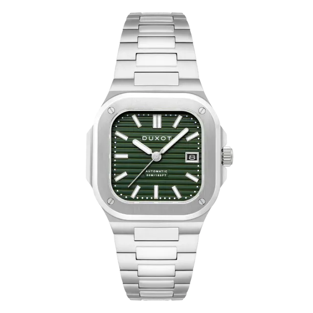 Duxot Quadrata Automatic klokke Sage Green 42 mm stållenk