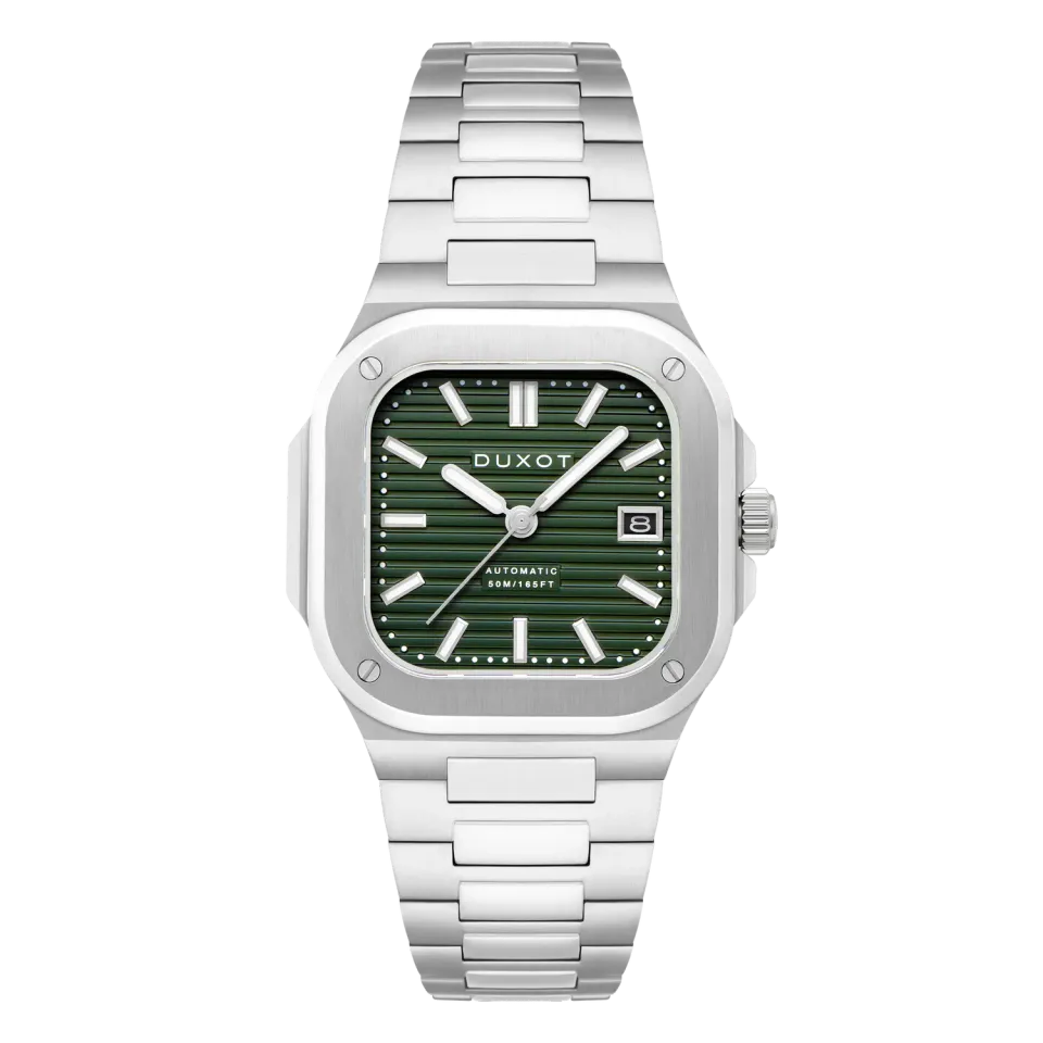Duxot Quadrata Automatic klokke Sage Green 42 mm stållenk