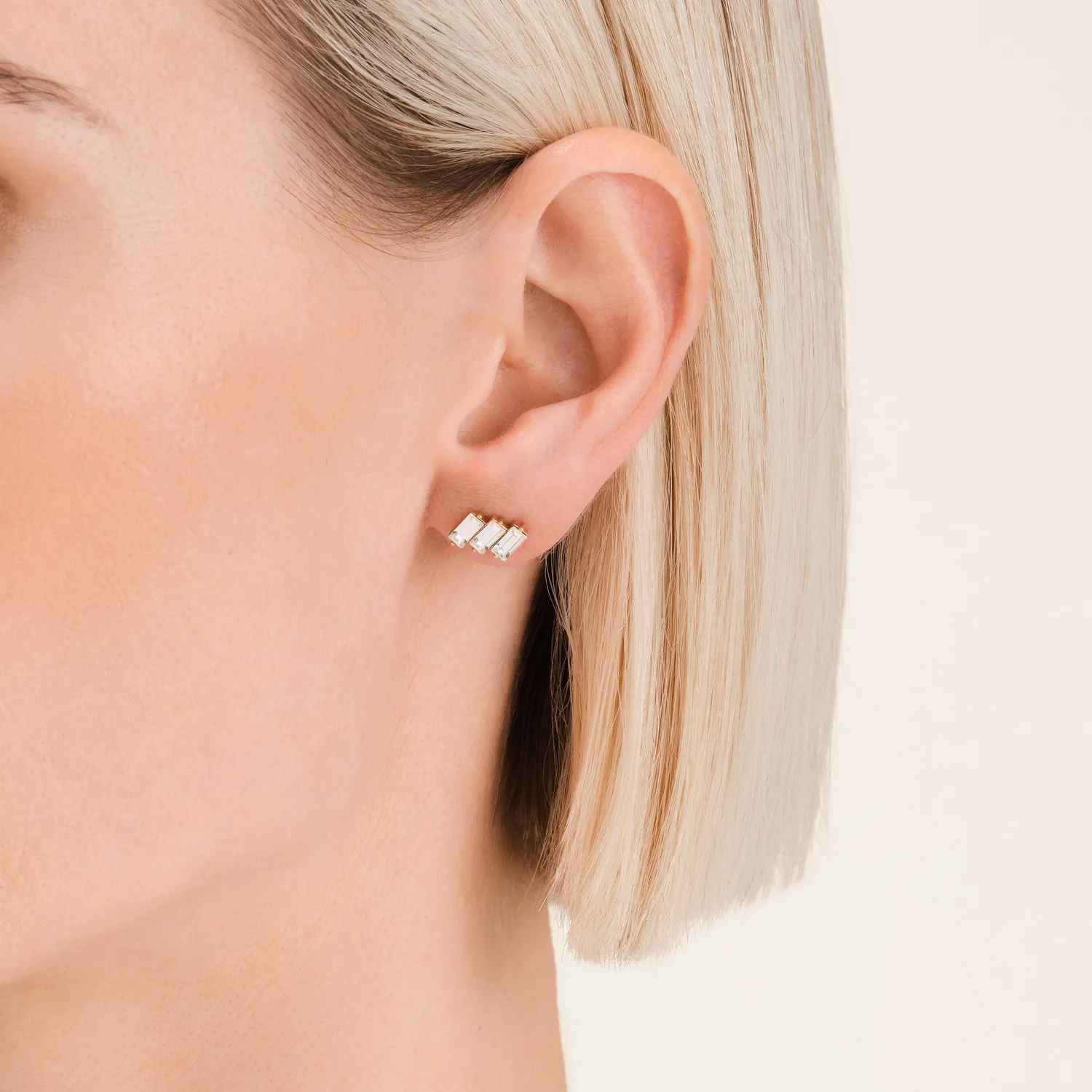 Rosefield Triple Baguette Studs ørestikker gull