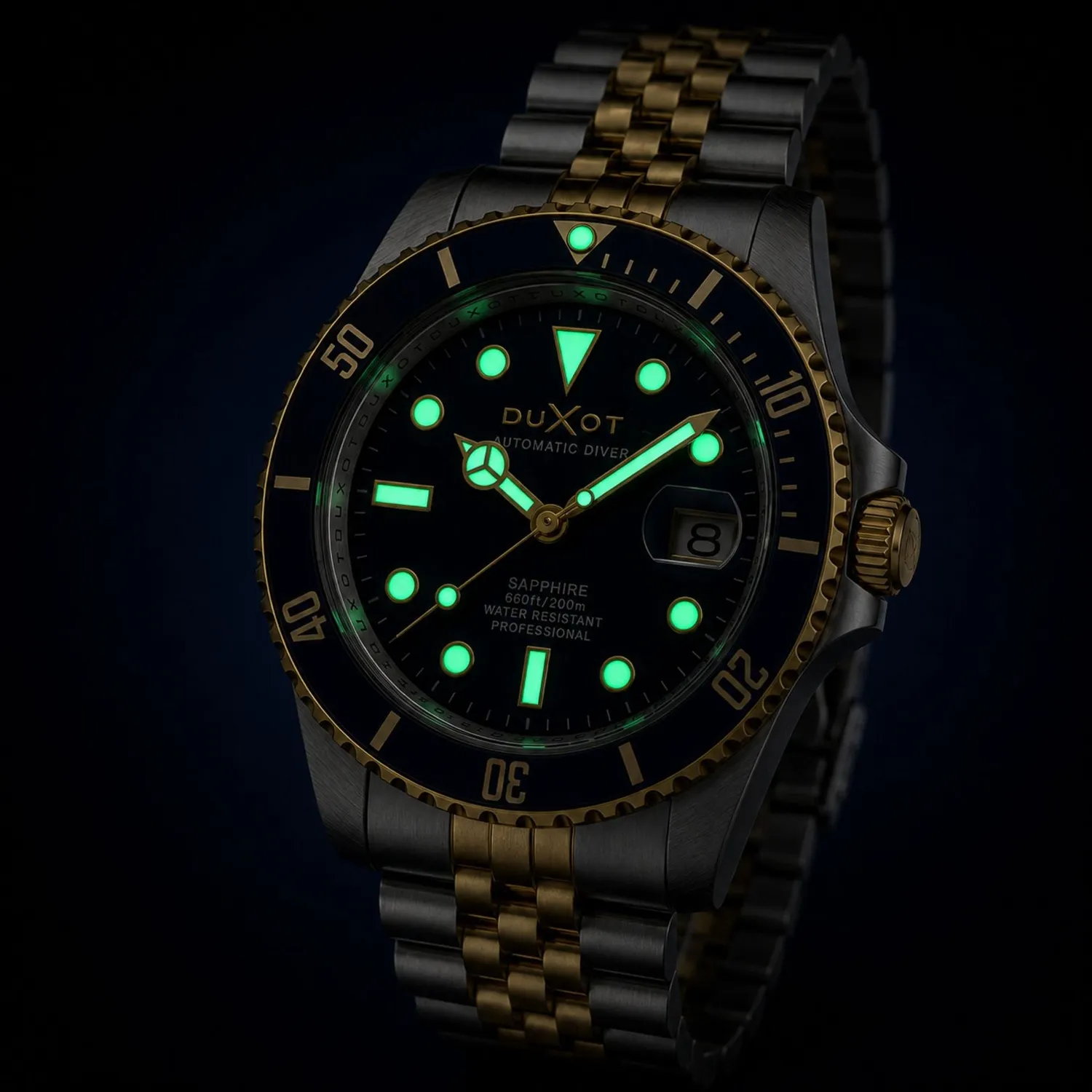 Duxot Atlantica Diver Automatic dykkerklokke blå og gull