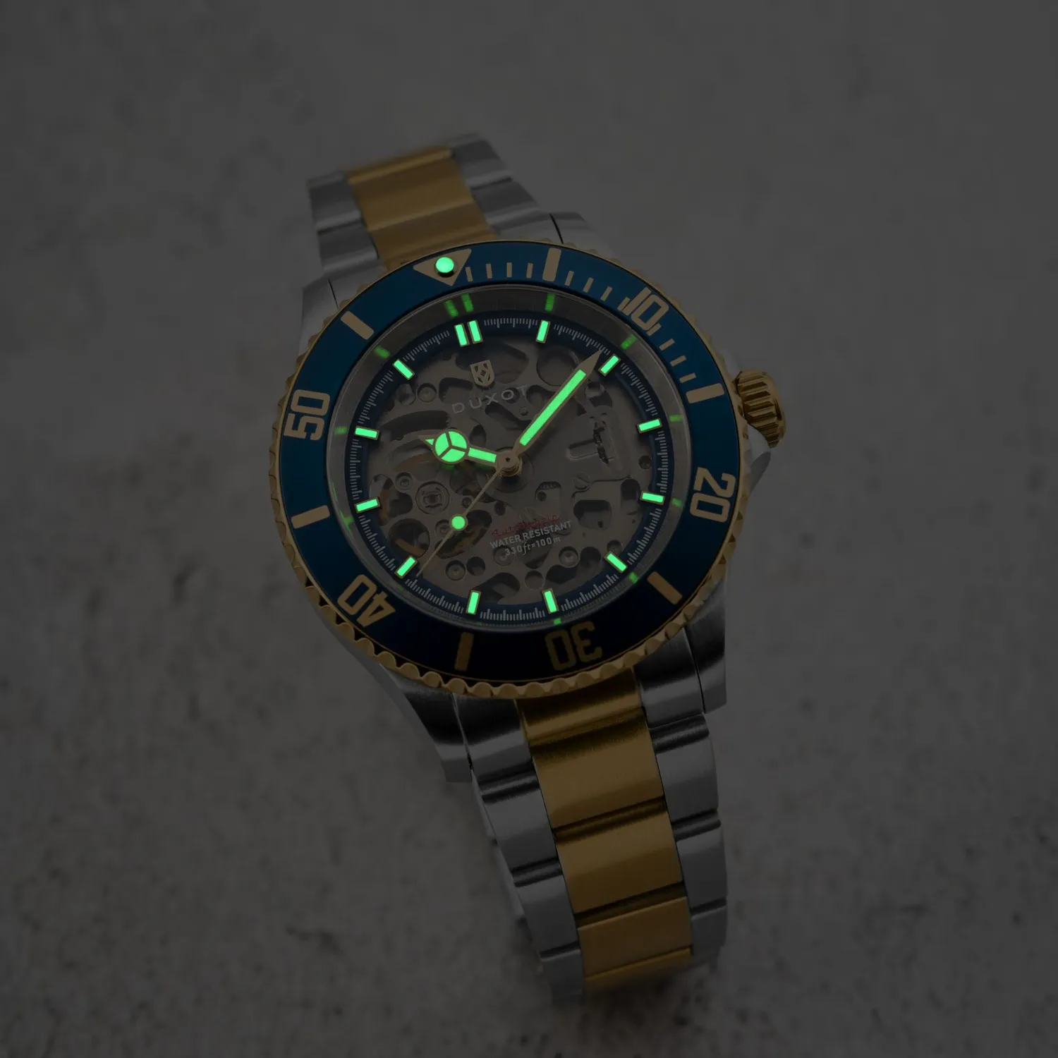 Duxot Atlantica Skeleton Diver Automatic Marine Gold klokke