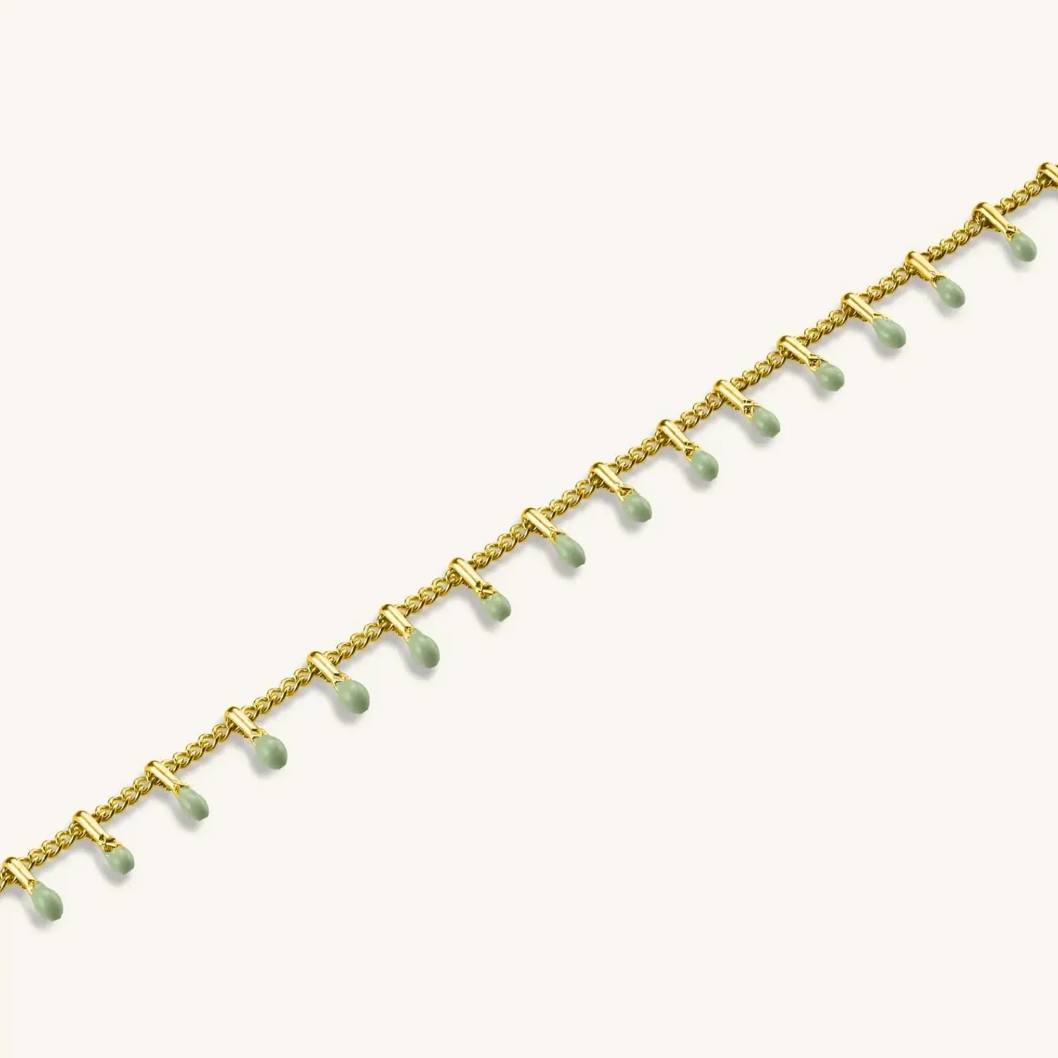 Rosefield Green Drip armbånd grønn emalje, justerbart