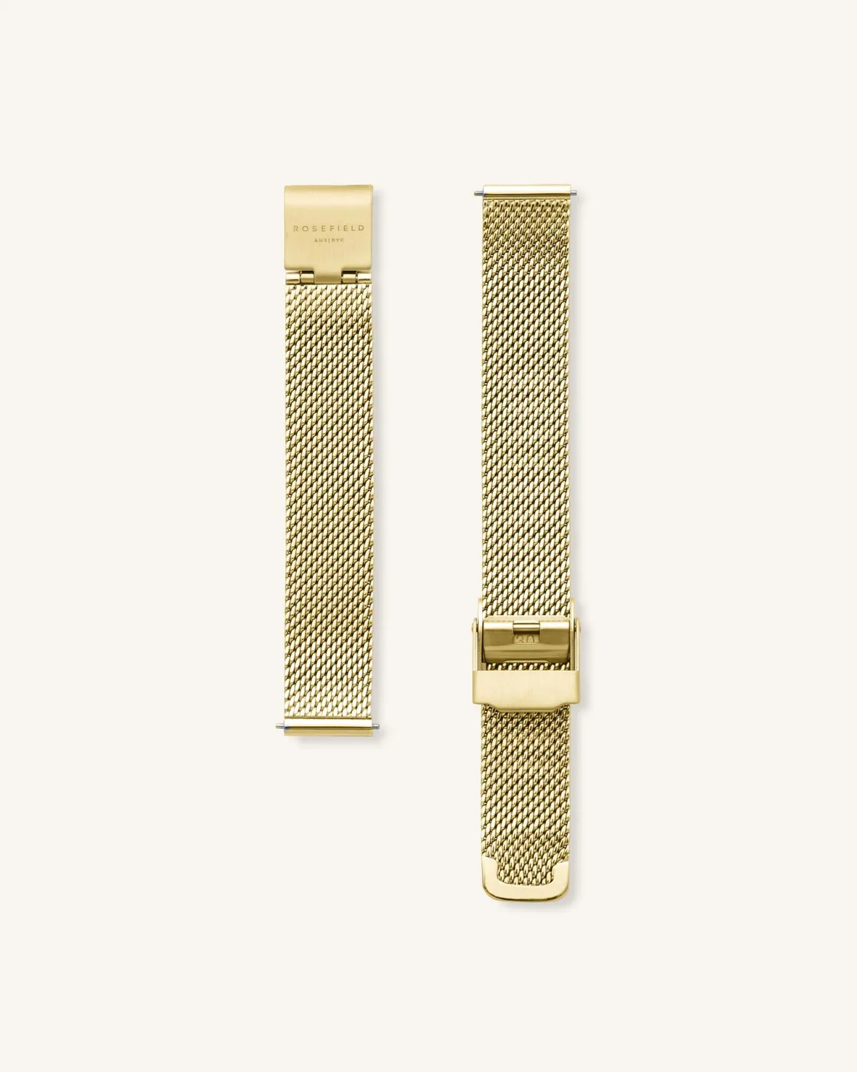 Rosefield Oval Pearl Gold Mesh klokke gull
