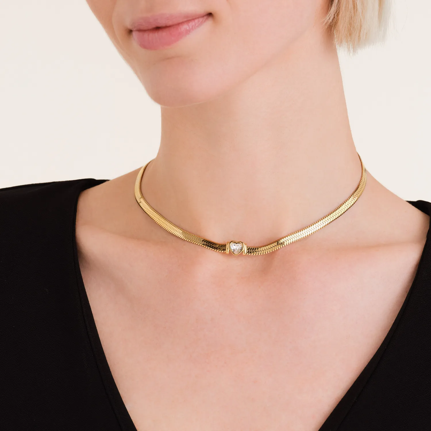Rosefield Snake Heart Choker halskjede gull 38–42 cm