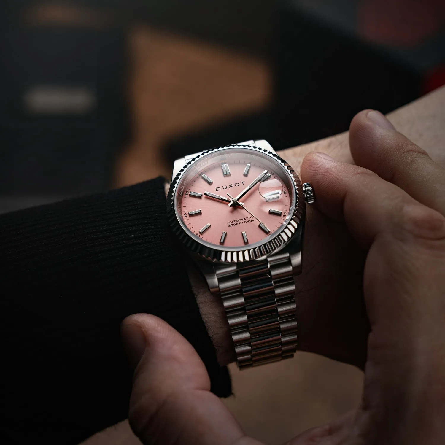 Duxot Marcel Steel Pink automatisk klokke 40 mm safirglass