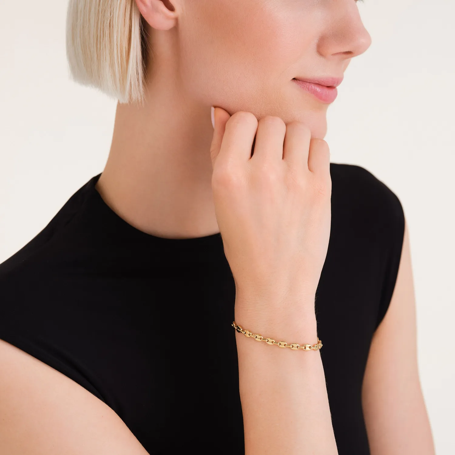 Rosefield Essentials Coffee Bean Bracelet armbånd gullbelagt stål