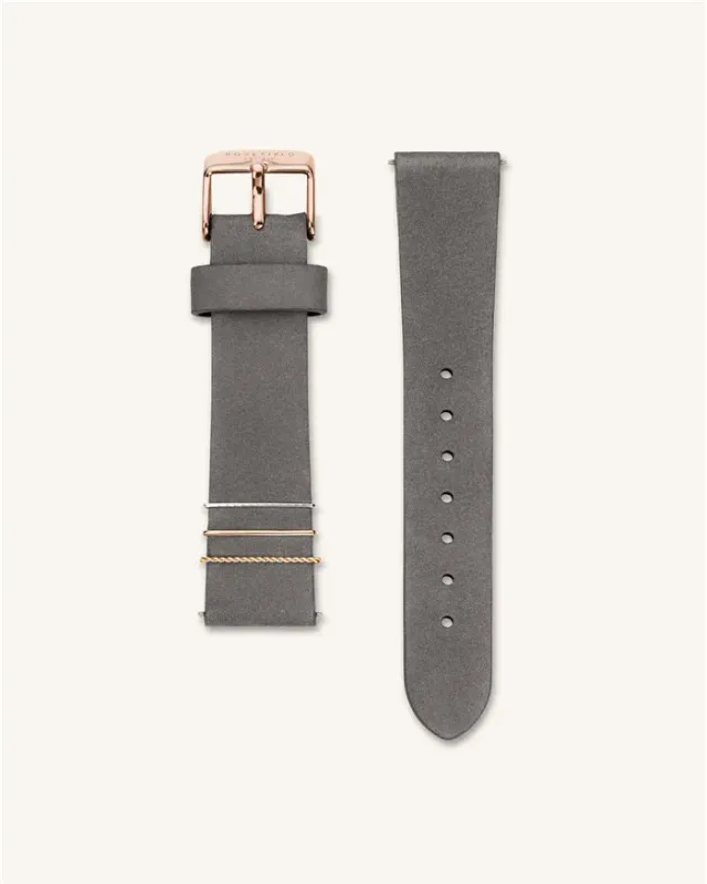 Rosefield Elephant Grey rem 16 mm nubuckskinn roségull