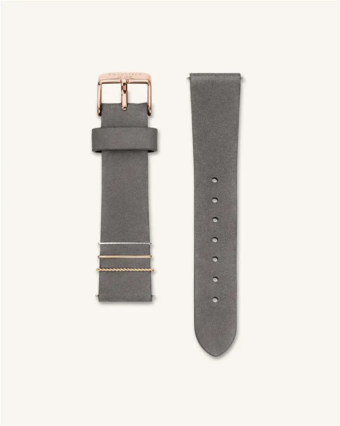Rosefield Elephant Grey rem 16 mm nubuckskinn roségull