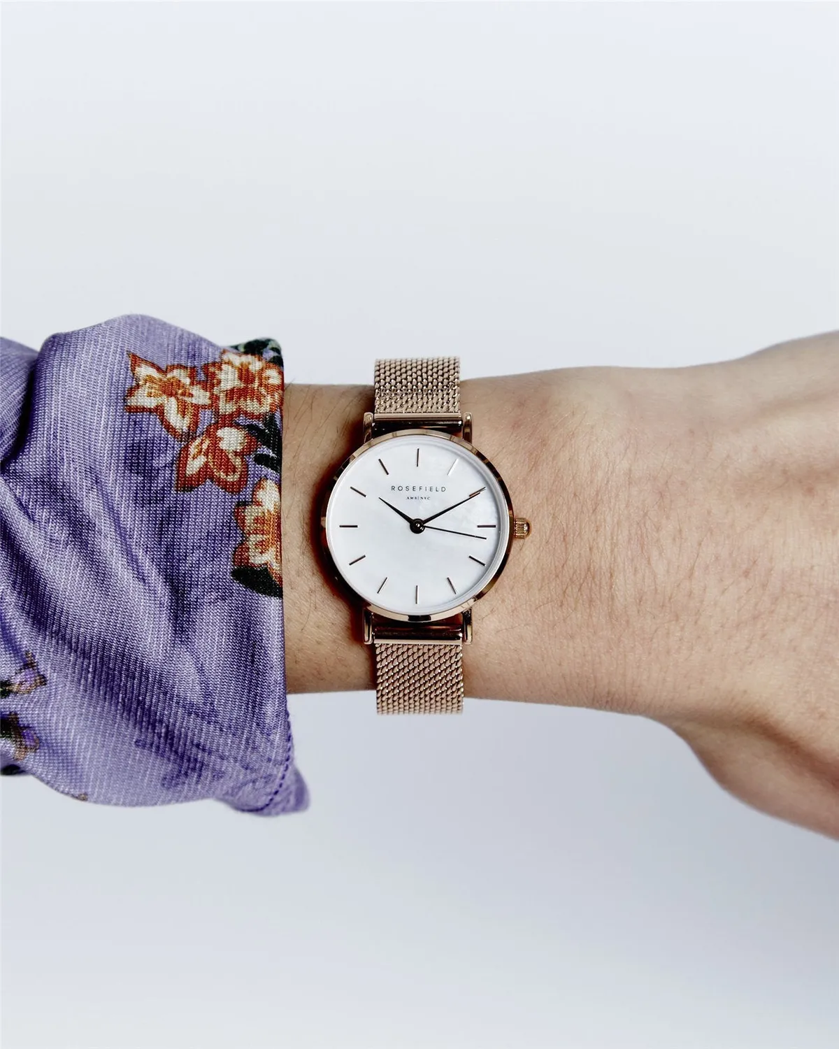 Rosefield Small Edit klokke 26 mm roségull – hvit urskive