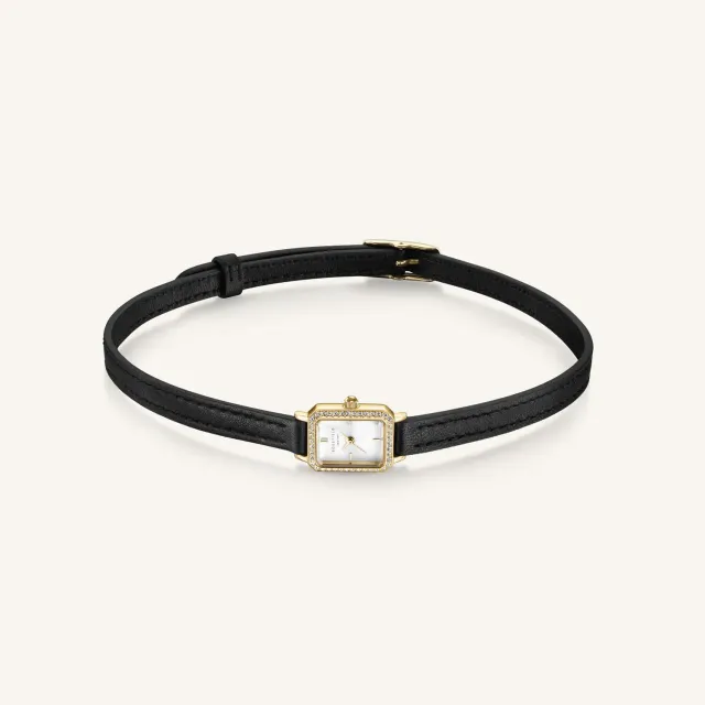 Rosefield Studio Choker Leather klokke svart skinnrem