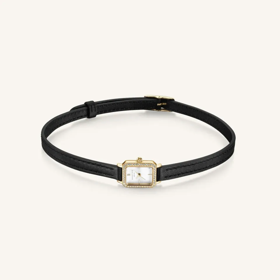 Rosefield Studio Choker Leather klokke svart skinnrem