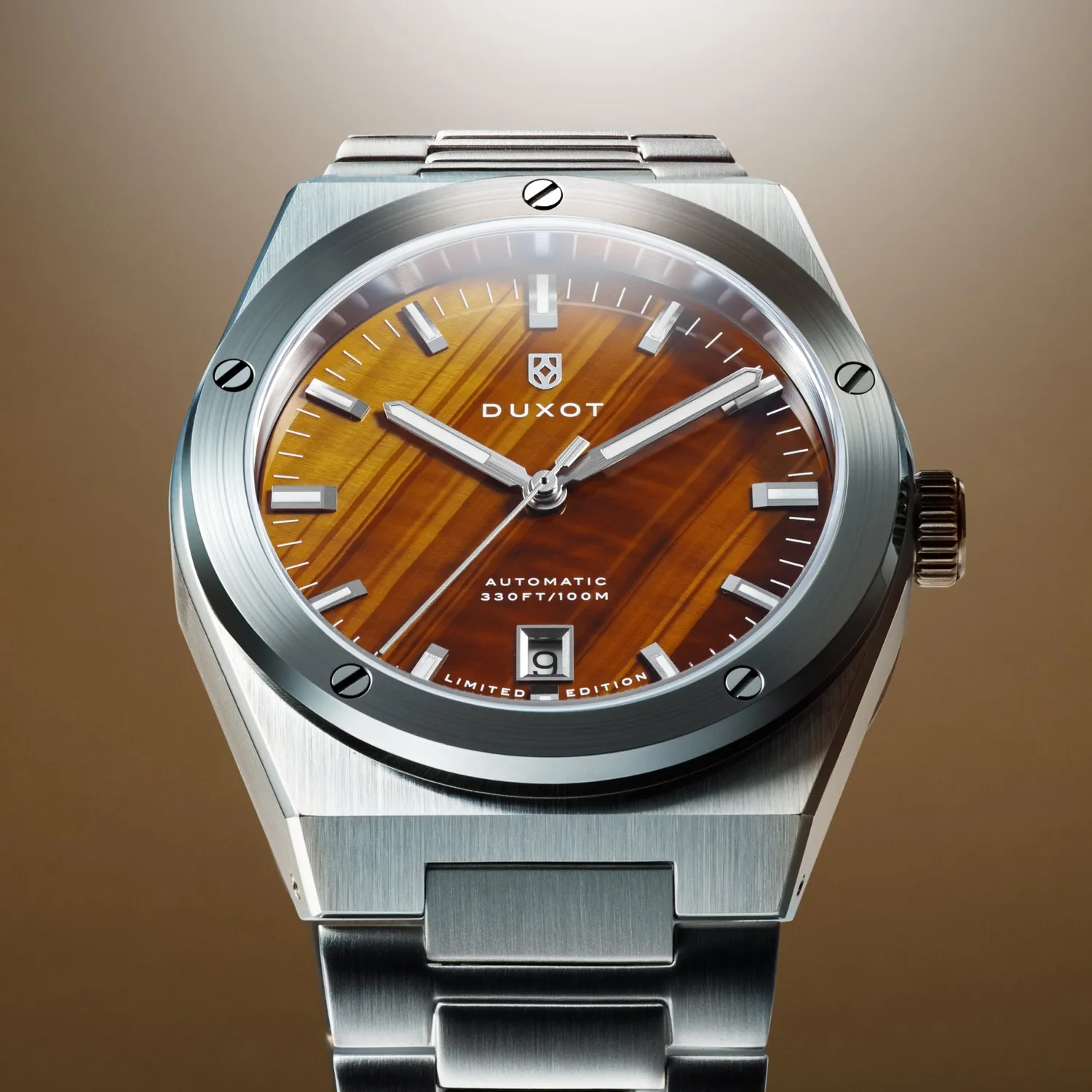 Duxot Bastia Tiger Eye klokke med natursteinskive