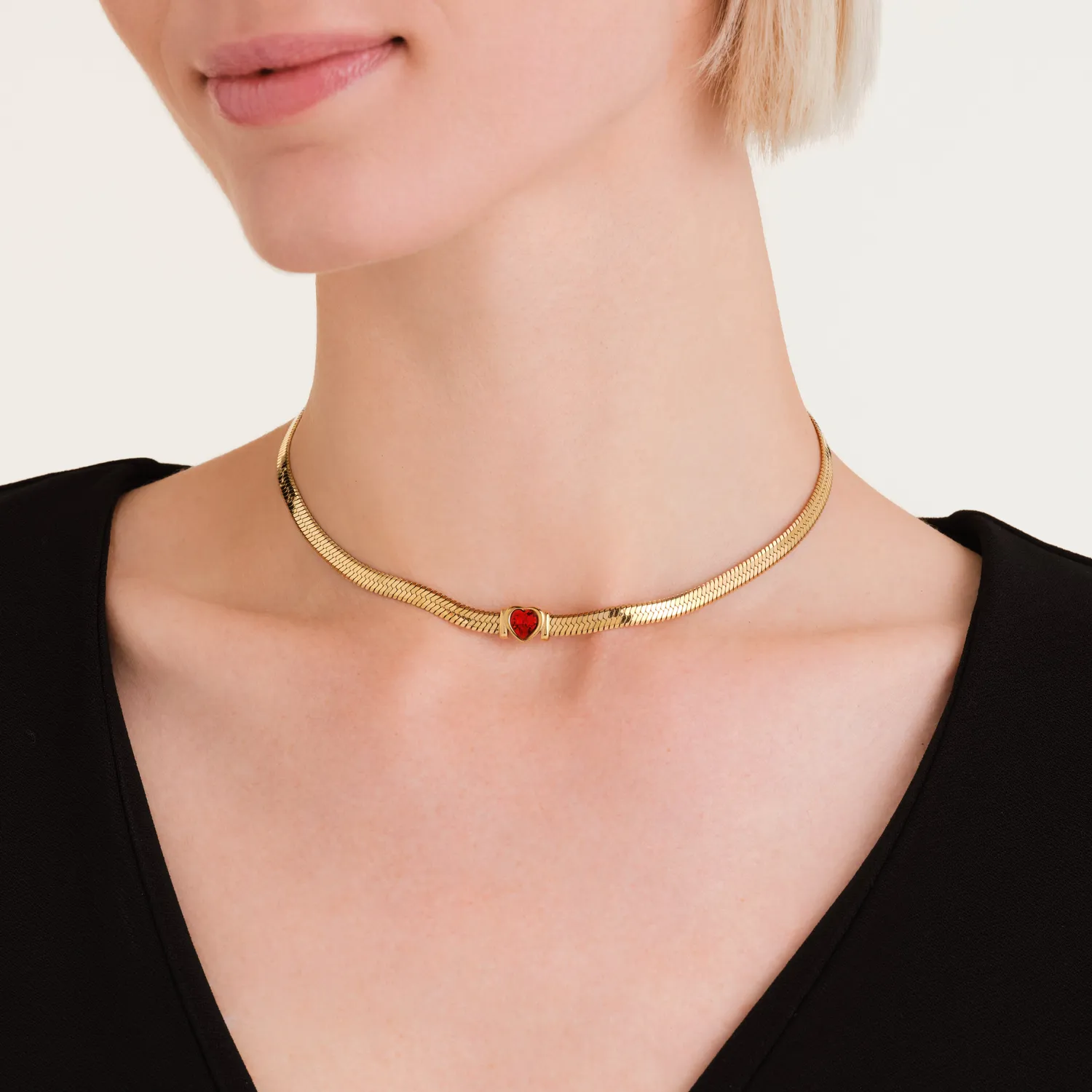 Rosefield Snake Heart Choker halskjede gull 38–42 cm