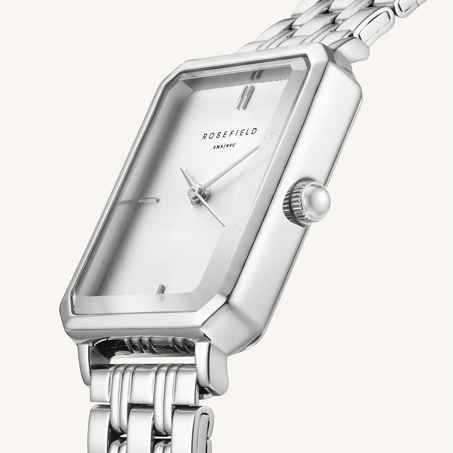 Rosefield Octagon Silver klokke 23 × 29 mm i sølv