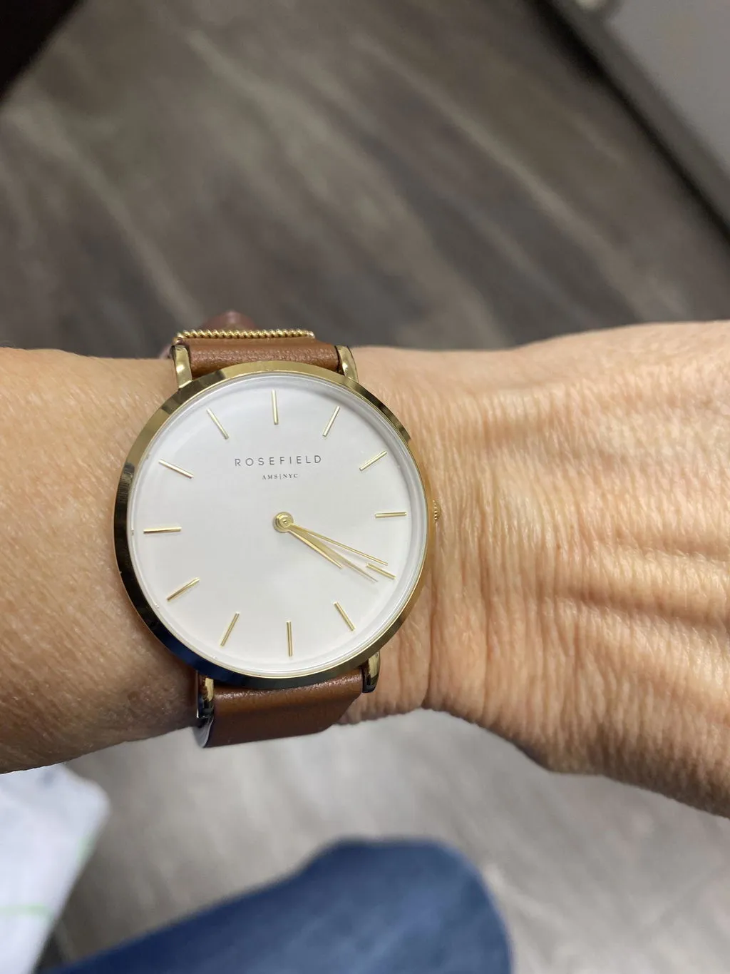 Rosefield West Village Cognac klokke 33 mm cognac skinn