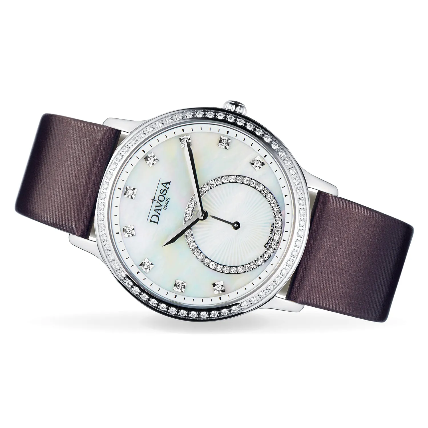 DAVOSA Audrey quartz klokke med perlemor og skinnrem